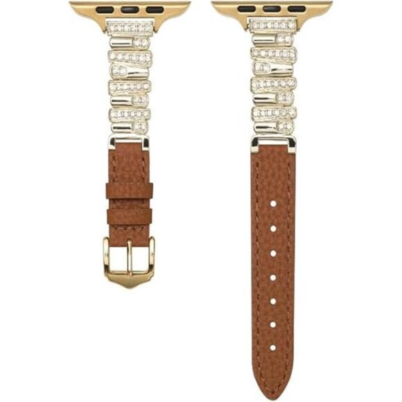Apple Accessories - NEW Brown/Gold Leather Slim Apple Watch Band